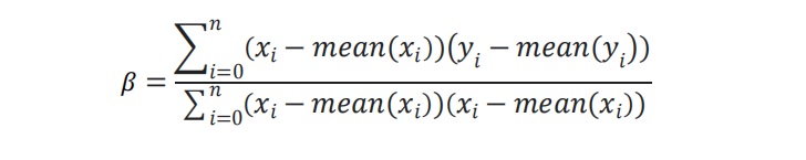 Formula for calculating the slope of the regression line